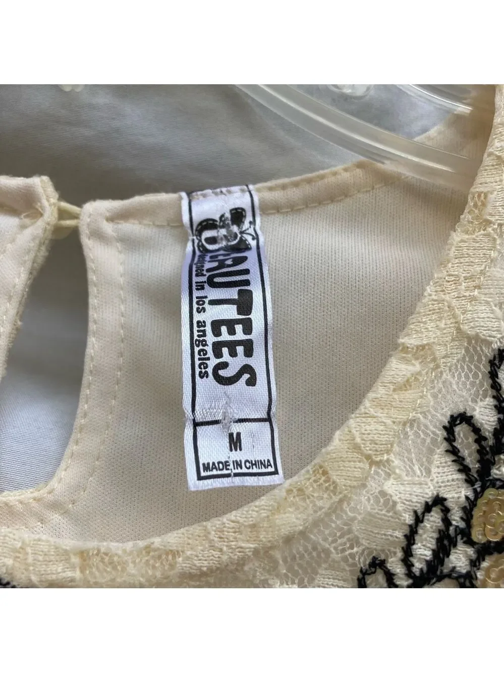 Beautees Lace Dress with Embroidered Flowers, Size Medium